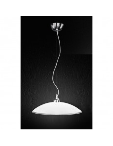 PERENZ: Lampada sospensione in vetro bianco e trasparente 45cm in offerta