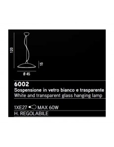 PERENZ: Lampada sospensione in vetro bianco e trasparente 45cm in offerta 2