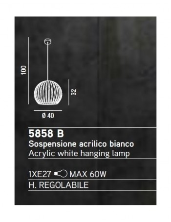 PERENZ: Sospensione in acrilico bianco sfera 40cm in offerta