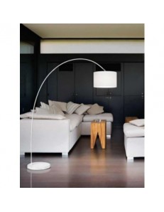 PERENZ: Piantana ad arco con paralume stoffa bianco vintage classico in offerta