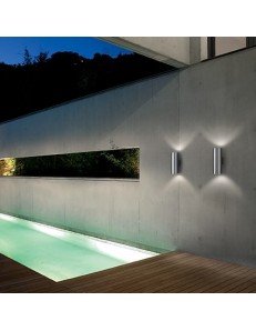 IDEAL LUX: Gun ap2 big applique parete per esterno giardino doppio diffusore alluminio vetro 31cm 2
