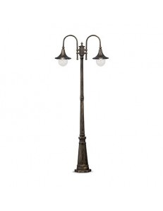 IDEAL LUX: Cima pt2 lampione giardino nero e oro alluminio pressofuso 2 luci in offerta 2