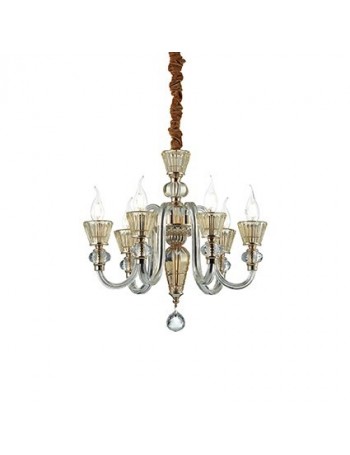 IDEAL LUX: Strauss sp6 sospensione cristallo ambrato finitura oro rosa in offerta