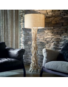 IDEAL LUX: Driftwood pt1 piantana legno naturale paralume tessuto canvas in offerta