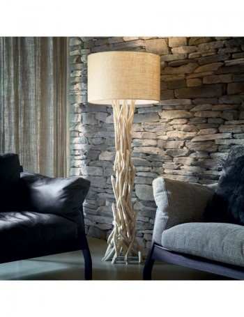 IDEAL LUX: Driftwood pt1 piantana legno naturale paralume tessuto canvas in offerta