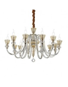 IDEAL LUX: Strauss sp12 sospensione cristallo ambrato finitura oro rosa in offerta