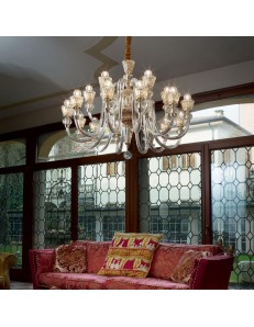 IDEAL LUX: Strauss sp18 sospensione cristallo ambrato finitura oro rosa in offerta