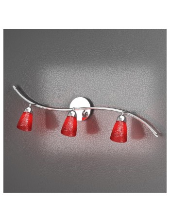 TOP LIGHT: Feeling applique orientabile moderno cromo 3 luci vetro rosso in offerta