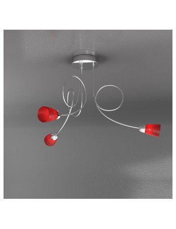 TOP LIGHT: Feeling plafoniera lampada cromo 3 luci vetro rosso in offerta