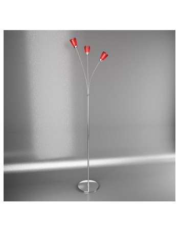 TOP LIGHT: Feeling piantana lampada cromo 3 luci vetro rosso in offerta