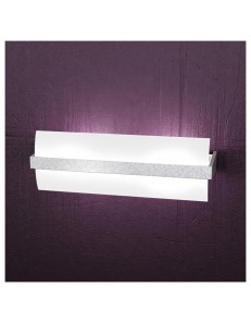 TOP LIGHT: Wood applique parete vetro curvo foglia argento 40cm in offerta