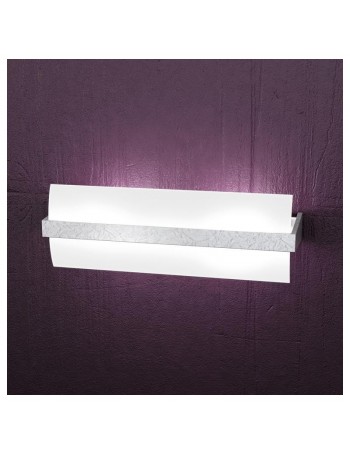 TOP LIGHT: Wood applique parete vetro curvo foglia argento 40cm in offerta