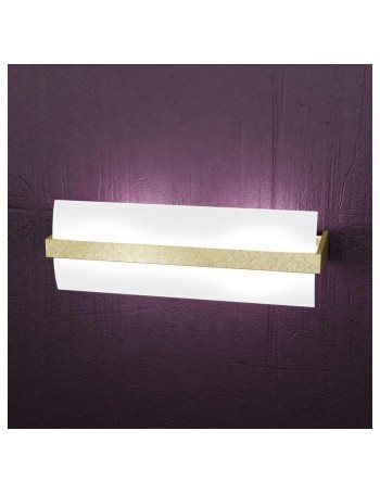 TOP LIGHT: Wood applique parete moderna vetro curvo foglia oro 40cm in offerta