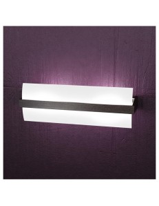 TOP LIGHT: Wood applique parete moderna vetro curvo satinato wenge 40cm in offerta