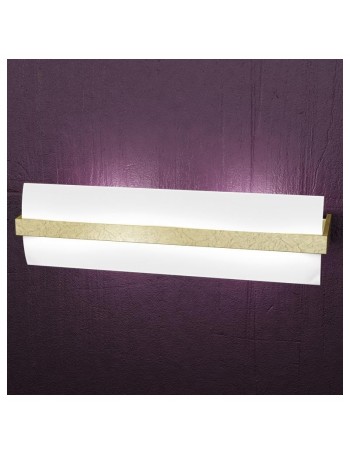 TOP LIGHT: Wood applique parete moderna vetro curvo satinato foglia oro 50cm in offerta