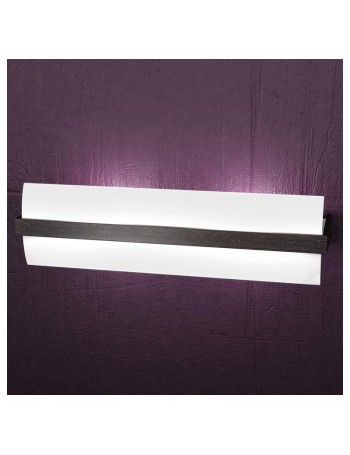 TOP LIGHT: Wood applique parete moderna vetro curvo satinato wenge 50cm in offerta