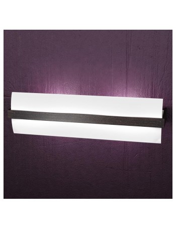 TOP LIGHT: Wood applique parete moderna vetro curvo satinato wenge 50cm in offerta