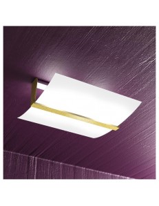 TOP LIGHT: Wood plafoniera lampada soffitto vetro curvo satinato foglia oro 40cm in offerta