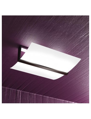 TOP LIGHT: Wood plafoniera lampada soffitto vetro curvo satinato finitura wenge 40cm in offerta