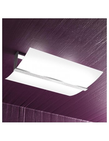 TOP LIGHT: Wood plafoniera lampada soffitto vetro curvo satinato foglia argento 50cm in offerta