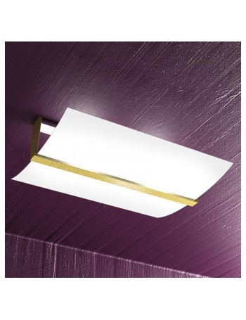 TOP LIGHT: Wood plafoniera lampada soffitto vetro curvo satinato foglia oro 50cm in offerta