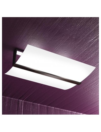 TOP LIGHT: Wood plafoniera lampada soffitto vetro curvo satinato finitura wenge 50cm in offerta