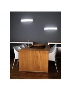 TOP LIGHT: Linear applique parete vetro curvo serigrafato bianco bordi laterali 50cm in offerta 2