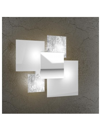 TOP LIGHT: Shadow applique parete foglia argento moderno lastra extrachiaro metallo verniciato in