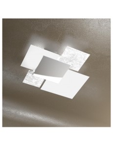 TOP LIGHT: Shadow foglia argento plafoniera soffitto lastra frontale lucida in acciaio media in
