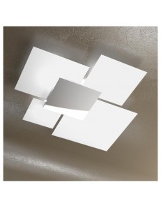 TOP LIGHT: Shadow plafoniera lastra frontale lucida in acciaio grande bianca in offerta