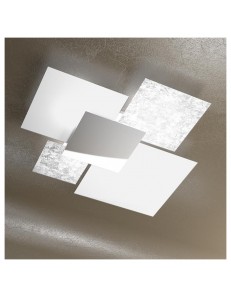 TOP LIGHT: Shadow grande foglia argento plafoniera soffitto lastra frontale lucida in acciaio in