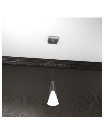 TOP LIGHT: Bullet sospensione conica ad 1 luce regolabile bianco e cromo in offerta