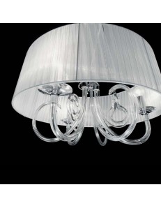 ONDALUCE: Lampada a sospensione cristallo con paralume organza bianco 3 luci in offerta 2