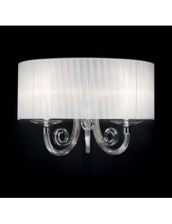 ONDALUCE: Lampada a parete applique cristallo con paralume organza bianco camera in offerta