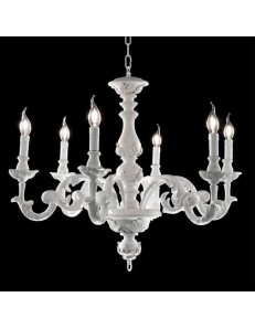 ONDALUCE: Agata lampadario sospensione legno bianco classico 6 luci in offerta