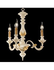 ONDALUCE: Agata lampadario sospensione legno avorio oro classico 3 luci in offerta