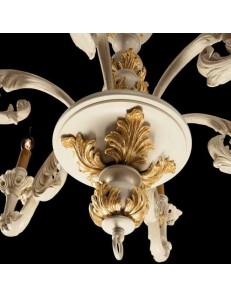 ONDALUCE: Agata lampadario sospensione legno avorio oro classico 8 luci in offerta 2