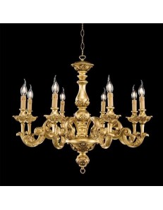 ONDALUCE: Agata lampadario sospensione legno oro classico 8 luci in offerta