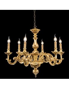 ONDALUCE: Agata lampadario sospensione legno oro classico 6 luci in offerta