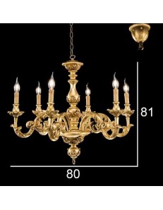 ONDALUCE: Agata lampadario sospensione legno oro classico 6 luci in offerta 2