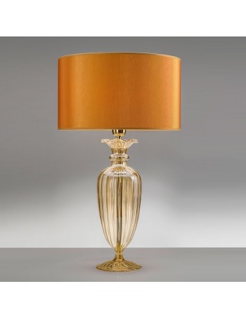 ANTEALUCE: Clivia lampada da tavolo elegante paralume tessuto vetro soffiato ambra in offerta