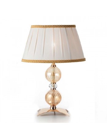 ONDALUCE: Lumetto lampada vetro soffiato paralume tessuto bianco oro in offerta