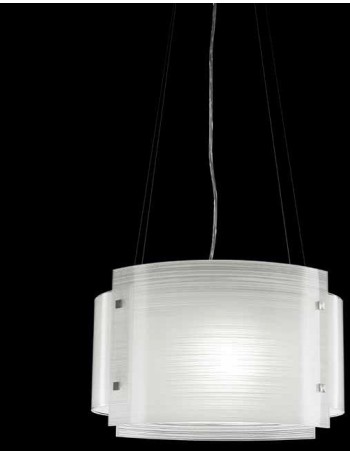 ONDALUCE: Sospensione bianco vetro curvo serigrafato moderna 40cm in offerta