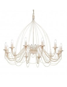 MR DESIGN: Lampadario 12 luci metallo lavorato finitura bianco antico shabby chic in offerta