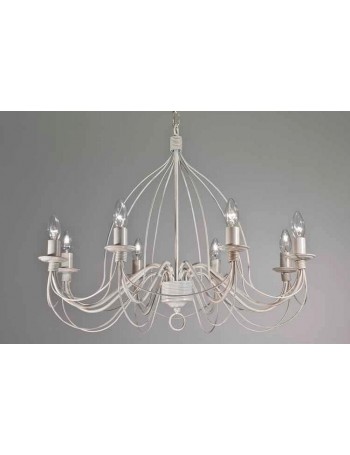 MR DESIGN: Lampadario 8 luci metallo lavorato finitura bianco antico shabby chic in offerta
