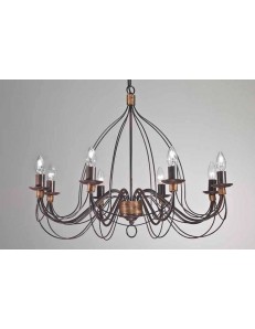 MR DESIGN: Lampadario 8 luci metallo lavorato finitura ruggine shabby chic in offerta