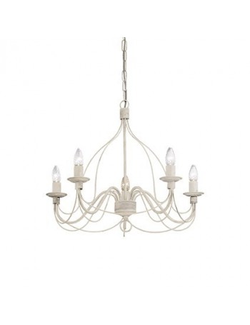 MR DESIGN: Lampadario 5 luci metallo lavorato finitura bianco antico shabby chic in offerta