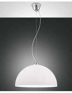 FABAS LUCE: Nice sospensione cupola regolabile vetro centrifugato colore bianco per cucina 46cm in
