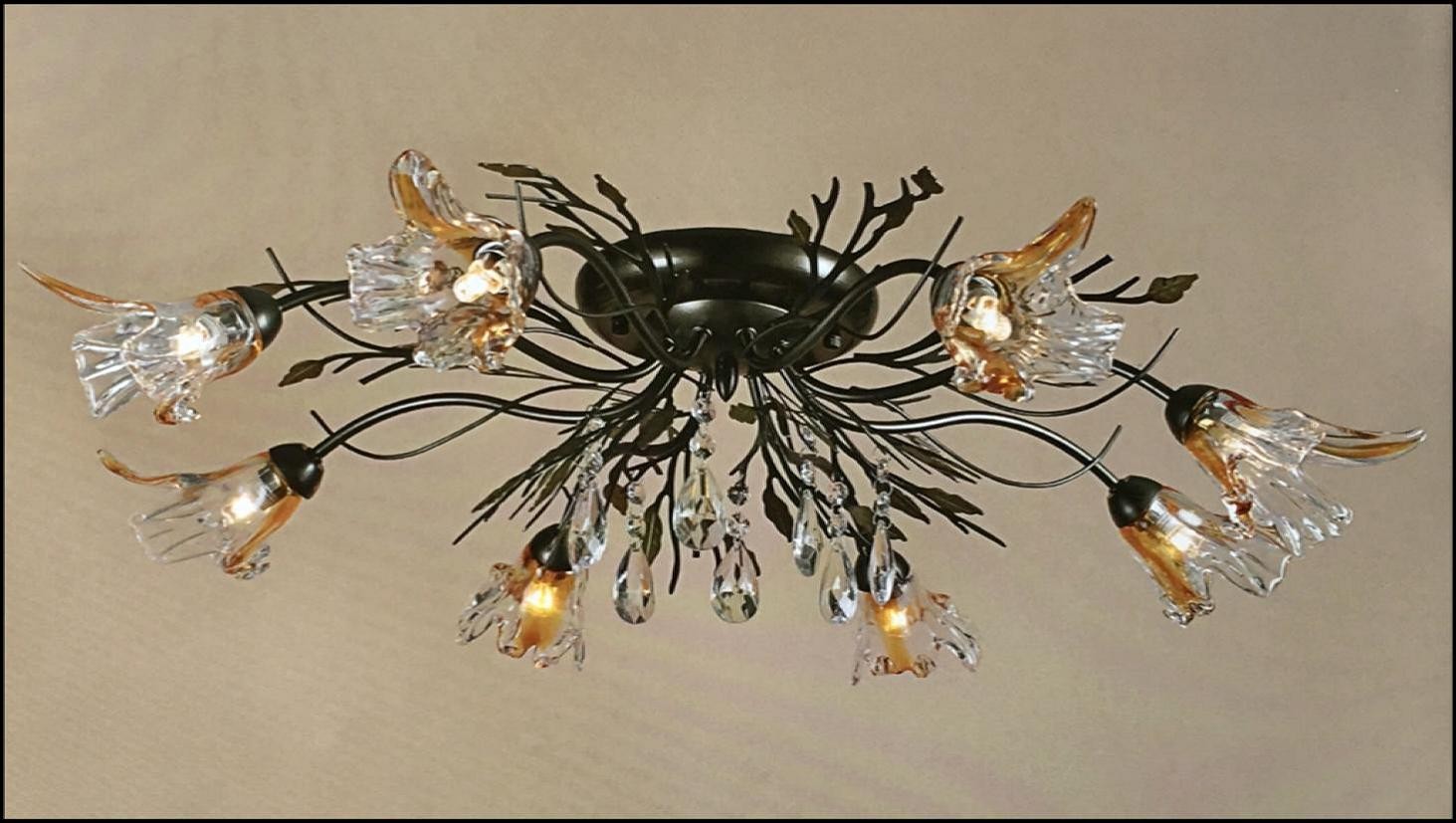 Plafoniere Con Vetro Trasparente : Plafoniera anticata luci fiore vetro soffiato ambra trasparente
