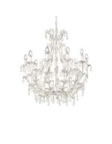 MR DESIGN: Cascino lampadario artigianale 10 luci bianco anticato gocce satinate shabby in offerta